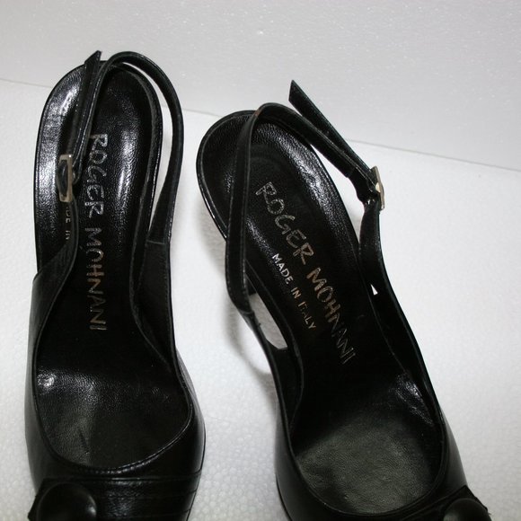 Roger Mohnani Black Leather Pumps /Italy Size 8/38 - Picture 7 of 10